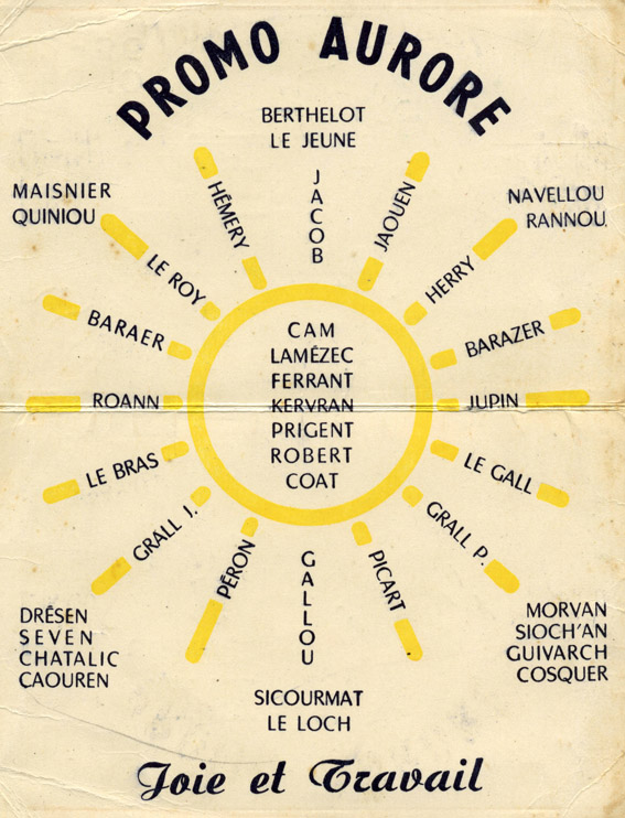 promotion Aurore - 1952-1956 - Carte de promotion - Liste des élèves-maîtres